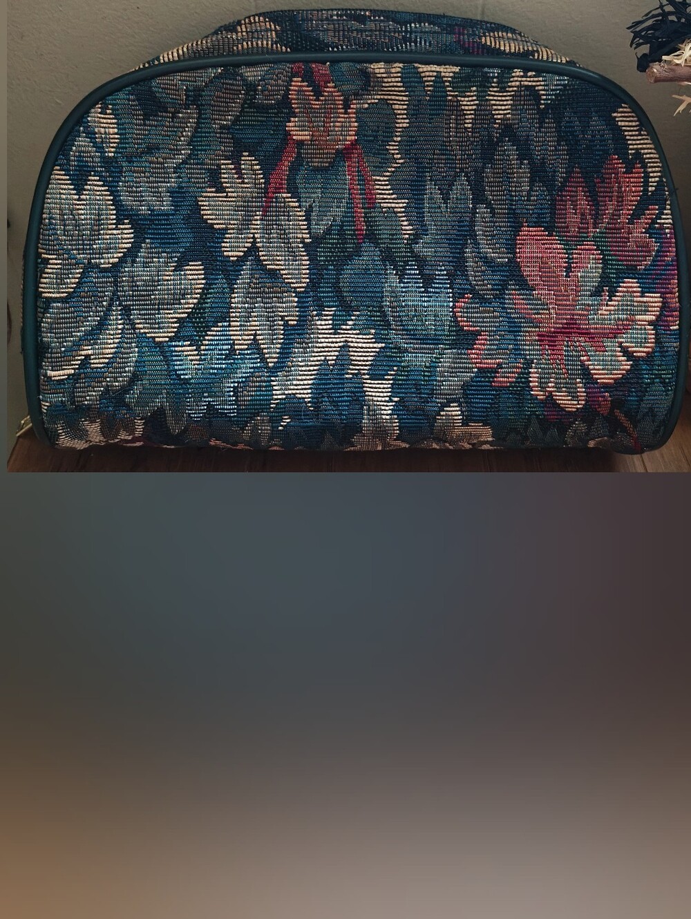 Vintage Jaguar Floral Tapestry Cosmetic Bag J.C. Penney